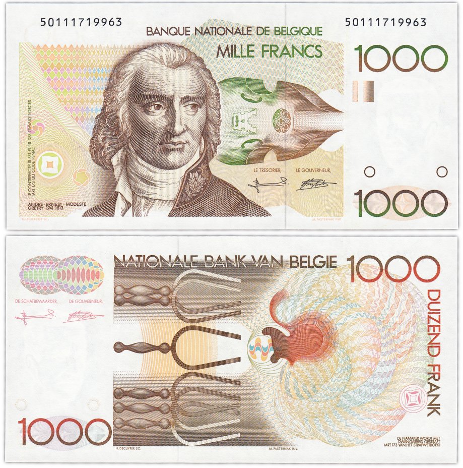 купить Бельгия 1000 франков 1980-1996 (Pick 144a(7))