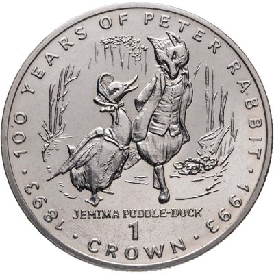 купить Гибралтар 1 крона (crown) 1993 "100 лет созданию Кролика Питера - Утка Джемайма"