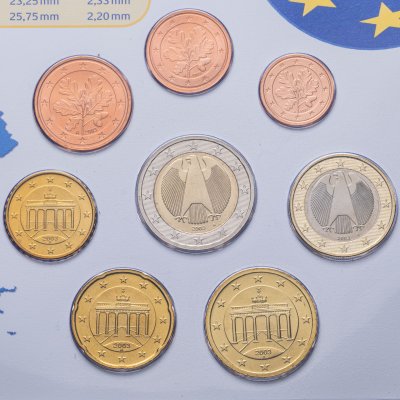 купить Германия 2003 набор из 8-ми монет евро в официальном буклете Монетный двор Берлин A