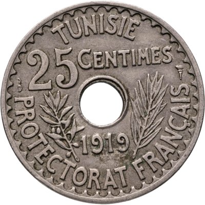купить Тунис 25 сантимов (centimes) 1919