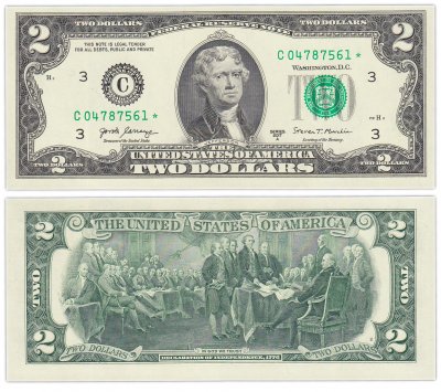 купить США 2 доллара 2017A (Pick **) С-Филадельфия "FW" (Fort Worth) *-серия замещения