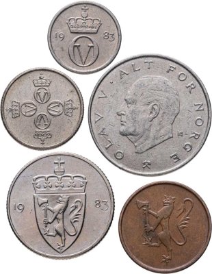 купить Норвегия набор монет для обращения 1973-1991 (5 штук)