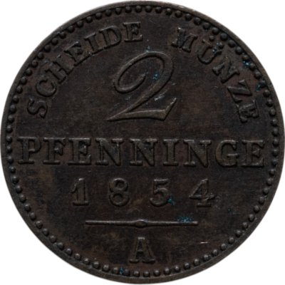 купить Германия, Пруссия 2 пфеннига 1854 А