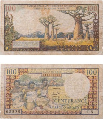 купить Мадагаскар 100 франков 1966