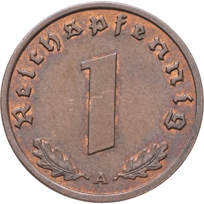 купить Германия, Третий рейх 1 рейхспфенниг (reichspfennig) 1939, знак монетного двора А - Берлин