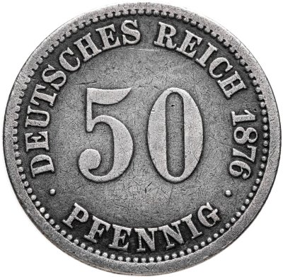 купить Германия 50 пфеннигов (pfennig) 1876, знак монетного двора: "A" - Берлин