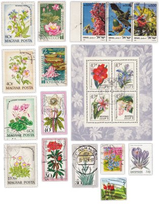 купить Набор из 12 марок и 2 квартблоков "Флора и фауна. Цветы"