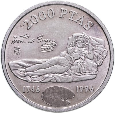 купить Испания 2000 песет 1996 "250 лет со дня рождения Франсиско Гойя"