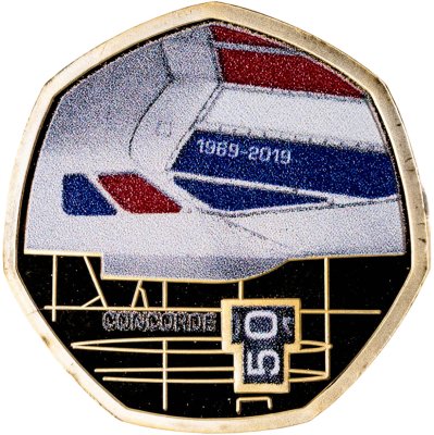 купить Соломоновы Острова 50 центов 2019 «50 лет Конкорду - Кабина /вид сверху/позолоченная/»