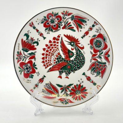 купить Тарелка настенная "Красная птица", художник А.В. Воробьевский, фарфор, деколь, золочение, Ленинградский фарфоровый завод (ЛФЗ), Россия, 1989-2001 гг.