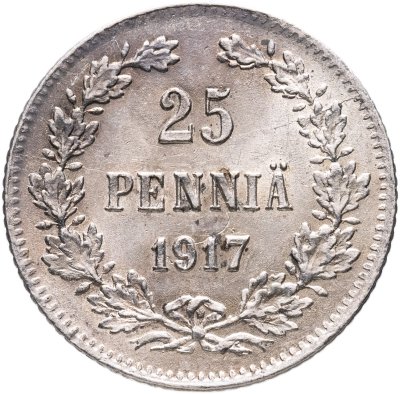 купить 25 пенни (pennia) 1917 S Орел с короной, Российская Финляндия