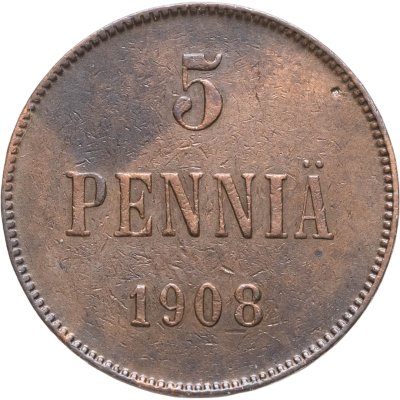 купить 5 пенни 1908 монета для Финляндии