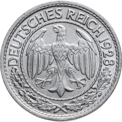 купить Германия 50 рейхспфеннигов (reichspfennig) 1928 знак монетного двора "А" — Берлин
