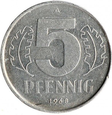 купить Восточная Германия (ГДР) 5 пфеннигов 1968 А