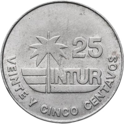 купить Куба 25 сентаво (centavos) 1981 INTUR номинал с цифрами "25"
