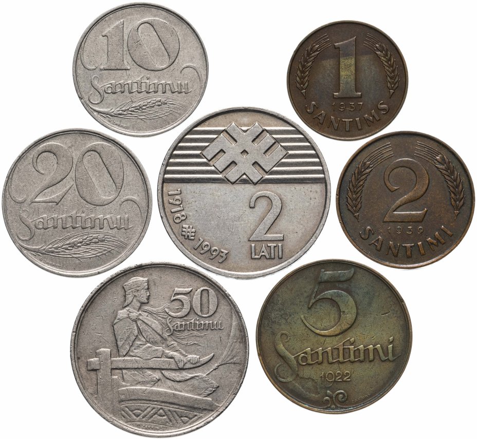 купить Латвия набор из 7 монет 1918-1937