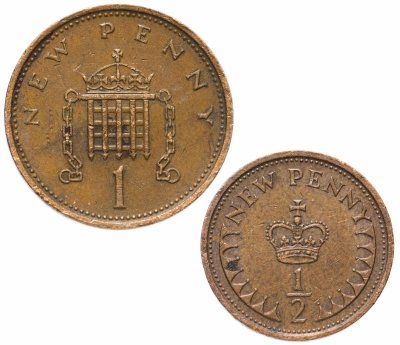 купить Великобритания набор из 2-х монет 1971-1984, случайная дата