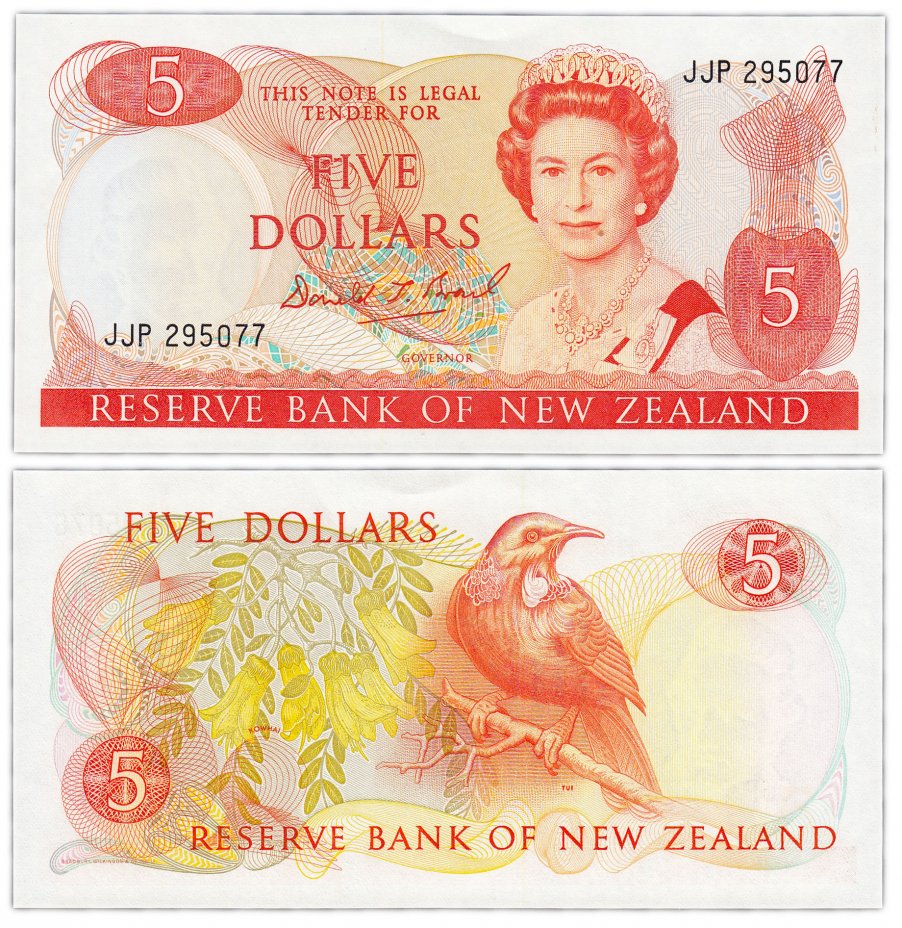 купить Новая Зеландия 5 долларов  1989-92 (Pick 171с) Подпись D.T.Brash