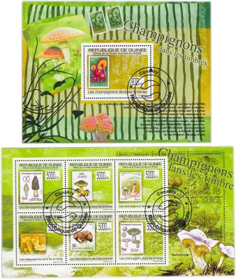 купить Гвинея набор марок из 2 квартблоков "Флора и фауна. Грибы"