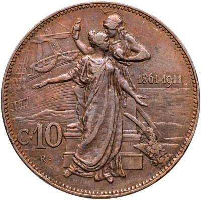 купить Италия 10 чентезимо (centesimi) 1911 "50 лет Королевству"
