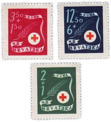 купить Хорватия набор из 3 марок 1944 "Красный Крест"