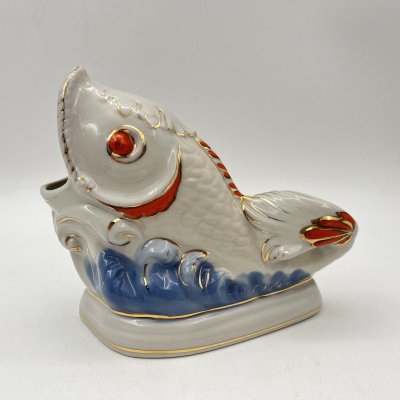 Купить Салфетница "Рыба", фарфор, роспись, золочение, Коростенский фарфоровый завод (КФЗ), СССР, 1960-1990 гг.