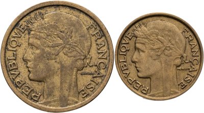 купить Франция набор монет 1931-1940 (2 штуки, Марианна)