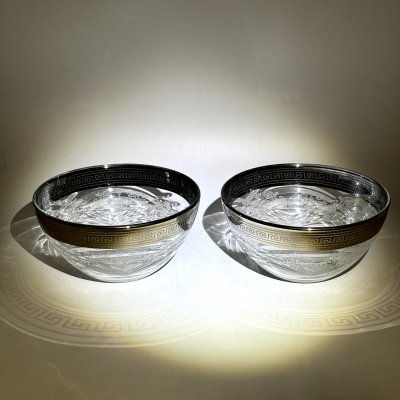 купить Набор из 2-х салатников, украшенных растительным декором, стекло, серебрение, Российская Федерация, 2000-2010 гг.