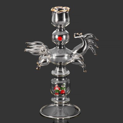 купить Подсвечник "Конь", автор Маршумова Ирина Михайловна, Калининский стекольный завод (?), стекло, выдувание на горелке, роспись золотом, деколь, СССР, 1970-1980 гг.