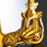 Купить Зеркало настенное, обрамленное в раму золотистого цвета в стиле Модерн, с изображением девушки с павлином, композитный материал, резьба, зеркальное полотно, пластик, Европа, 1950-1990 гг.