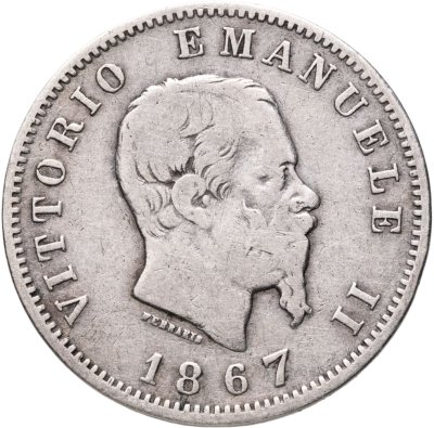 купить Италия 50 чентезимо (centesimi) 1867, знак монетного двора: "N" - Неаполь