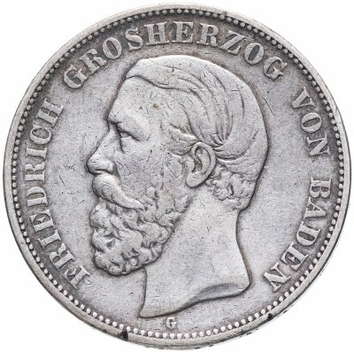 купить Германия (Баден) 5 марок (mark) 1876 Надпись "BADEN"