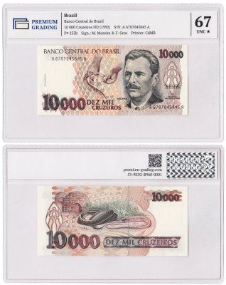 купить Бразилия 10000 крузейро 1992 в слабе PG UNC67