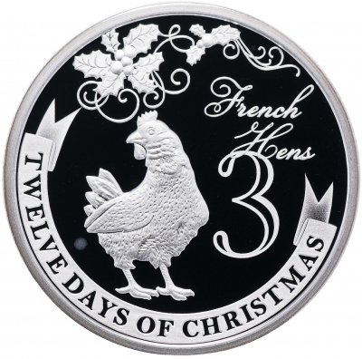 купить Остров Ниуэ 2 доллара 2009 "12 дней рождества: день 3-й, курицы фавероль"