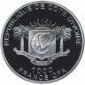 Купить Кот-д'Ивуар 1000 франков CFA 2011 "Доисторическая дикая природа - саблезубый тигр", с сертификатом