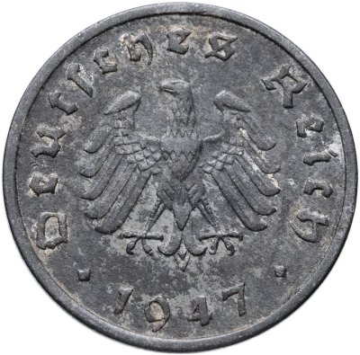 купить Германия, послевоенная оккупация 10 рейхспфеннигов (reichspfennig) 1947, знак монетного двора: "F" - Штутгарт