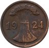 Купить Германия 2 рейхспфеннига (reichspfennig) 1924 J  знак монетного двора "J" — Гамбург