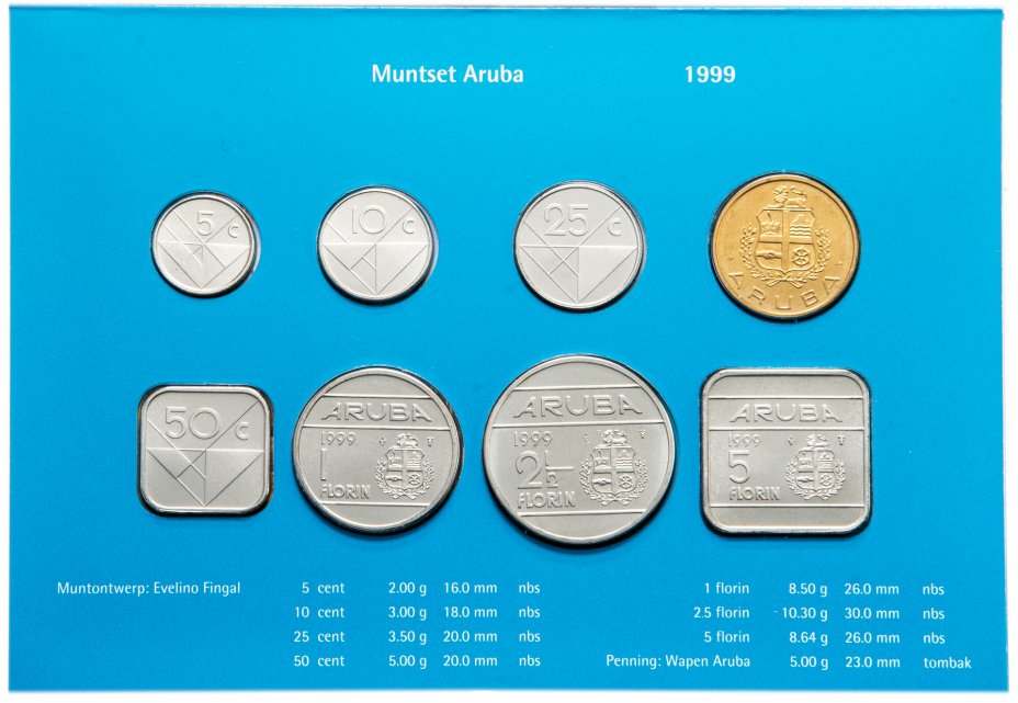 купить Аруба набор монет 1999 (7 монет + жетон в буклете)