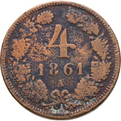 купить Австрия 4 крейцера (kreuzer) 1861, знак монетного двора "A" - Вена