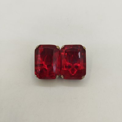 купить Серьги-клипсы прямоугольной формы с красной вставкой, металл, стекло, СССР, 1980-1990 гг.