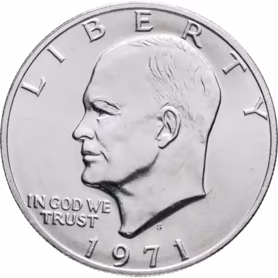 купить США 1 доллар 1971 S доллар Эйзенхауэра (Лунный доллар) серебро, знак монетного двора "S" - Сан-Франциско