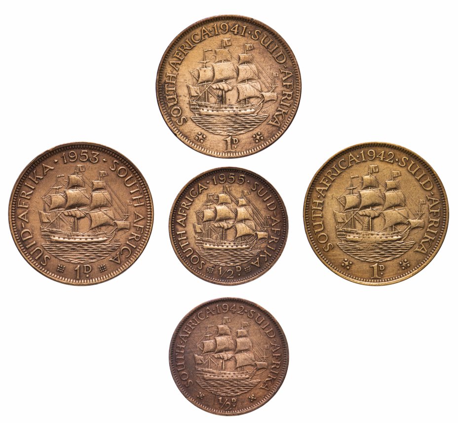 купить ЮАР набор из 5 монет 1941-1955