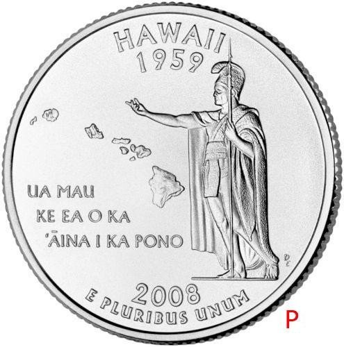 купить США 25 центов (квотер) 2008 P — штат Гавайи