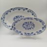Купить Пара сервировочных блюд разного размера с цветочным декором "Kobalt Blau", фарфор, Jager Eisenberg, Германия, 1970-1990 гг.