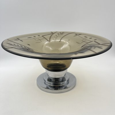 купить Блюдо на металлическом основании, стекло, резьба, металл, Западная Европа, 1950-1980 гг.