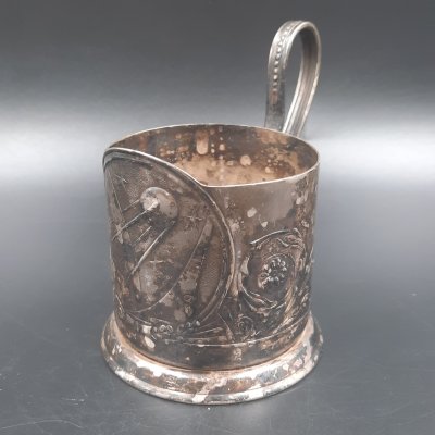 купить Подстаканник «Спутник», мНЦ (медь-никель-цинк), Мстерский завод художественных изделий «Ювелир», СССР, 1960-1980 гг.