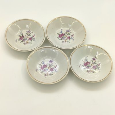 купить Набор из 4-х розеток с цветочным декором, фарфор, деколь, золочение, Завод «Красный фарфорист» (Чудово, Грузинская фарфорово-фаянсовая фабрика), СССР, 1956 г.