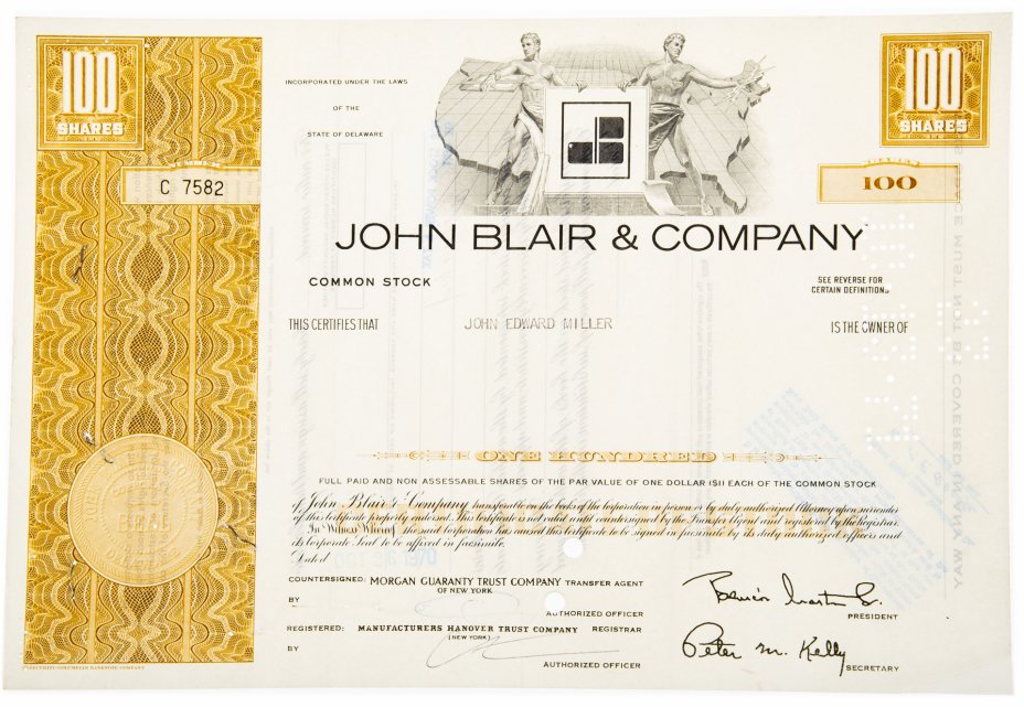 купить Акция США JOHN BLAIR & COMPANY 1969- 1970 гг.