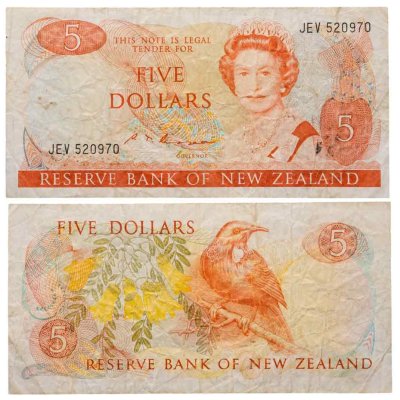 купить Новая Зеландия 5 долларов 1981-85 (Pick 171b)