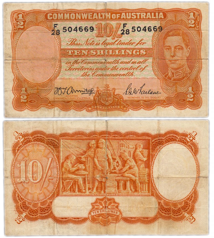 купить Австралия 10 шиллингов 1939-1952 (Pick 25b)